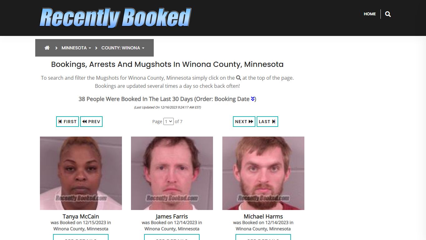 Bookings, Arrests and Mugshots in Winona County, Minnesota