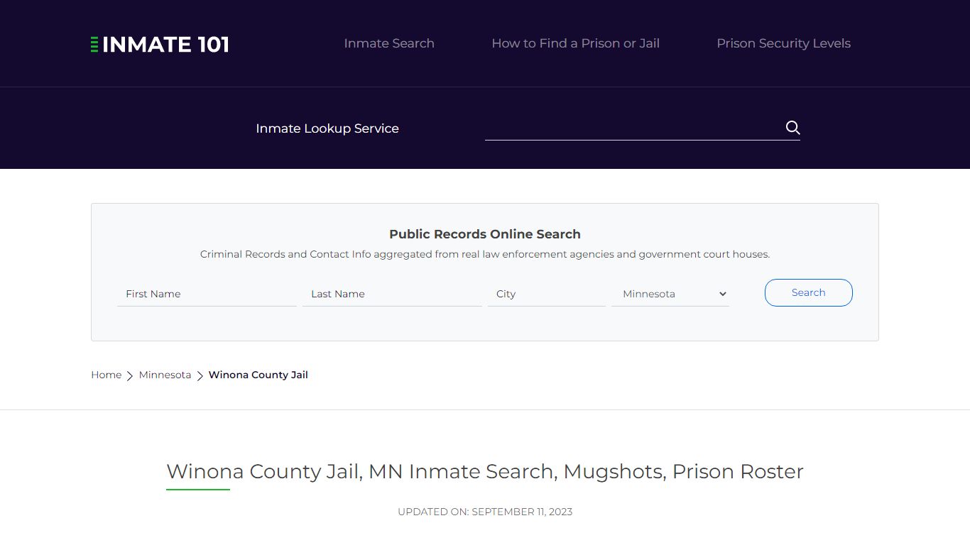 Winona County Jail, MN Inmate Search, Mugshots, Prison Roster